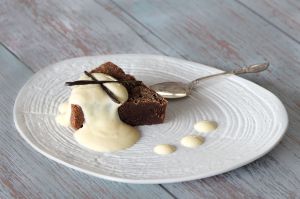 Recette Fondant chocolat praliné, crème vanille