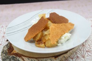 Recette Riz au lait aux poires caramélisées et son croustillant