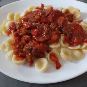 Recette Orechiettes aux poivrons et chorizo