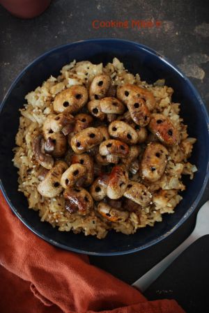 Recette Halloween #44 - Riz frit aux champignons têtes de mort