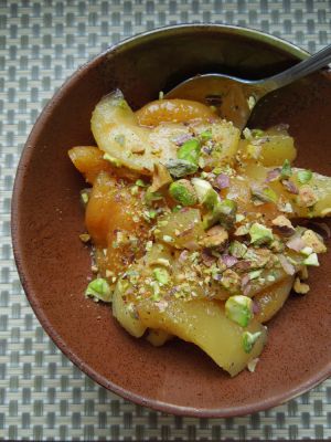 Recette Tajine de pommes et d'abricots à la pistache