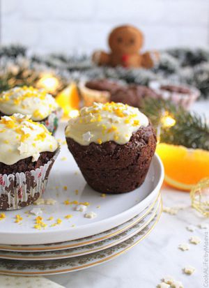 Recette { En attendant Noël } Cupcakes pain d'épices chocolat orange (vegan)