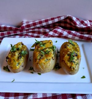 Recette Pommes de terre farcies aux poireaux et champignons