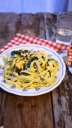 Recette Tagliatelles au saumon frais et épinards