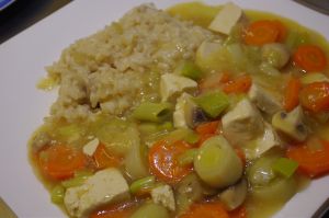 Recette Have yourself a vegan little Christmas… 2/3 : Blanquette de tofu et risotto aux champignons / Blanquette of tofu and mushroom risotto