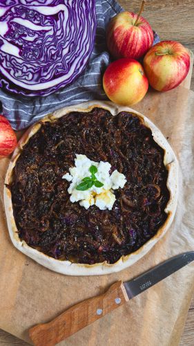 Recette Tarte au chou-rouge et oignon