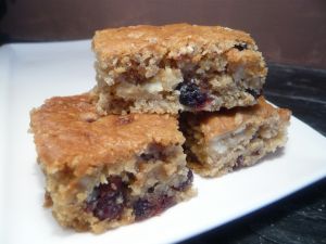 Recette Blondies chocolat blanc & cranberries (vegan & sans gluten)