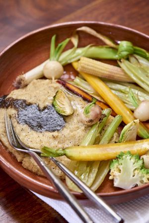 Recette Polenta crémeuse à la truffe et légumes d’hiver rôtis