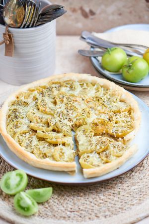 Recette Tarte à la tomate verte et à la moutarde