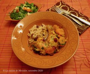 Recette Tajine de poulet et couscous perlé +