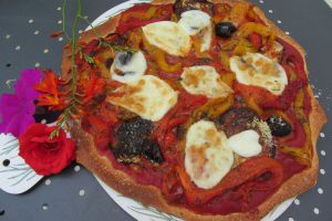 Recette Pizza aubergine/poivron