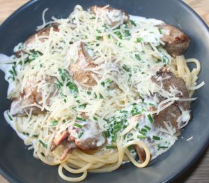 Recette Spaghetti au foie de lapin