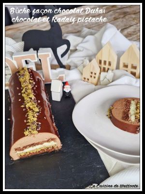 Recette Bûche inspiration Chocolat Dubaï