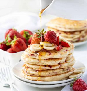 Recette Strawberry Banana Pancakes