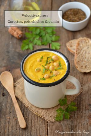 Recette Velouté express {Pois chiches, carottes & cumin} #vegan #sans gluten