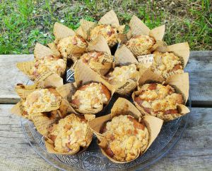 Recette Muffins aux cassis, framboises et crumble