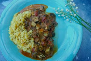 Recette Curry d'aubergines au garam masala et tofu grillé