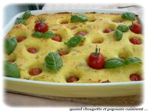 Recette Gratin de polenta, tomates cerises et basilic
