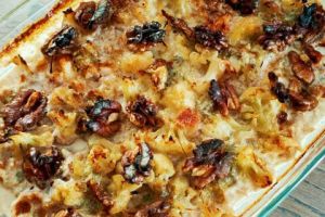 Recette Gratin de chou-fleur au gorgonzola et aux noix