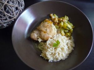 Recette Tajine de poulet au riz et courgettes