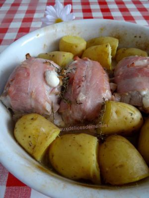 Recette Filet mignon de porc à la poitrine fumée et pommes de terre