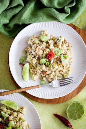 Recette Chou-fleur sauté au gingembre et au poisson façon riz