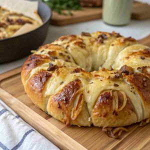 Recette Caramelized Onion Gruyere Bread Wreath – Holiday Appetizer Bread