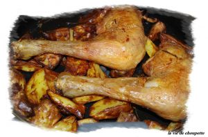Recette Cuisses de poulet accompagnees de pommes de terre