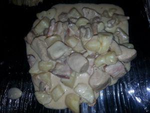 Recette Filets de poulet aux pdt, champignons sauce au parmesan COOKEO