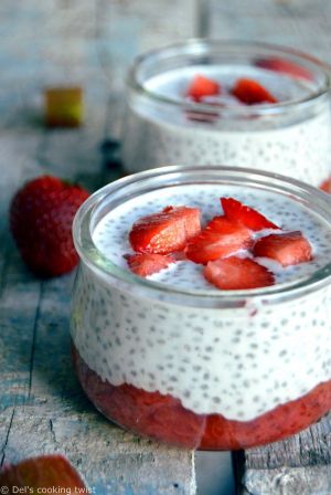 Recette Chia pudding et sa compotée fraises-rhubarbe