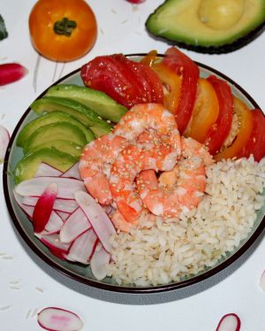 Recette Power Bowl riz et crevettes (pour 1 pers)