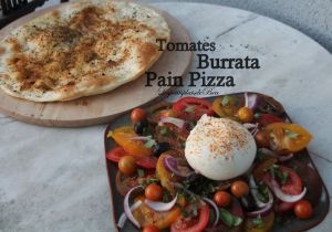 Recette Salade de tomates, burrata et pain pizza épicé