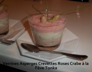 Recette Verrines Fraîcheur Asperges Crevettes Roses Crabe à la Fève Tonka
