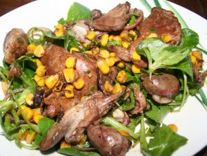 Recette Salade d'abats de lapin, mâche et roquette