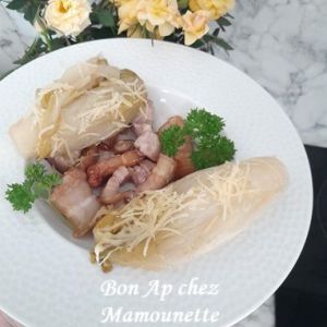 Recette Poitrine de porc fraîche miellée et ses endives