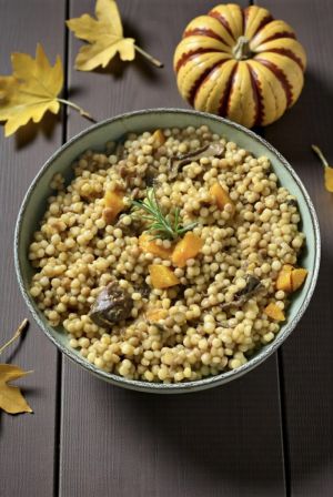 Recette Pâtes perlées façon risotto à la courge butternut et aux cèpes