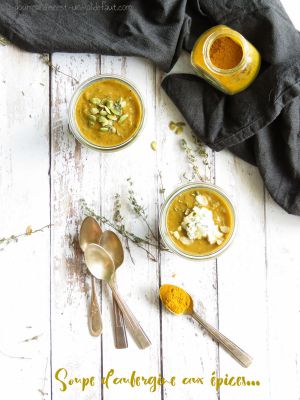 Recette Soupe Aubergine-lentilles aux épices