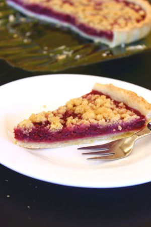 Recette Tarte crumble aux framboises