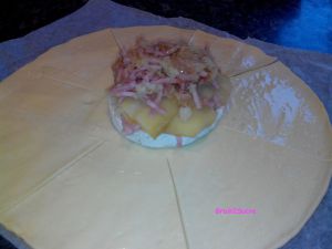 Recette Feuilleté au camembert, lardons et pomme de terre