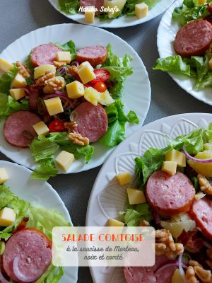 Recette Salade comtoise à la saucisse de Morteau, noix et comté