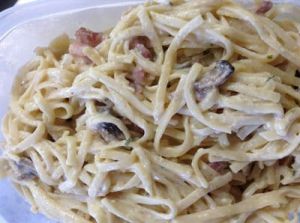 Recette Spaguettis carbonara aux champignons