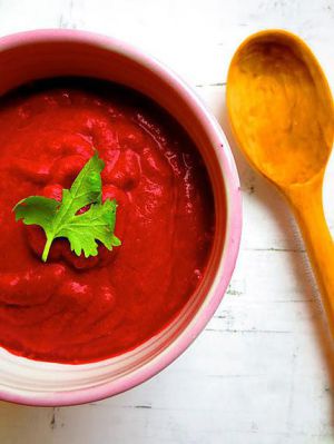 Recette Gazpacho de betteraves & framboises (option vegan)