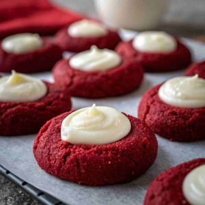 Recette Red Velvet Cream Cheese Thumbprint Cookies – Valentine’s Recipe