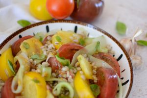 Recette Salade d'orge tomates et concombre #vég