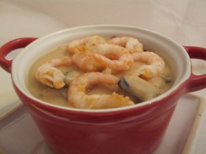 Recette Cassolette de riz au saumon / fruits de mer et champignons