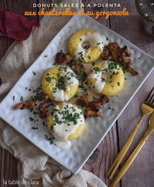 Recette Donuts de polenta aux chanterelles et au gorgonzola