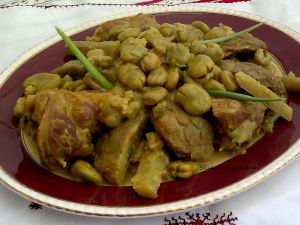 Recette Tajine d'agneau aux fèves et artichauts