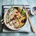 Recette Crispy tofu au citron vert, riz et salade croquante