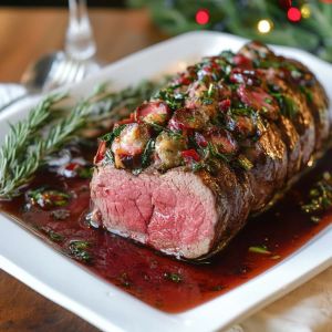 Recette Découvrez notre Recette Epoustouflante de Filet de Bœuf Farci pour un Dîner de Noël Inoubliable