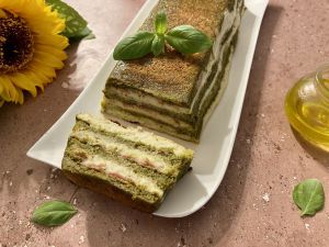 Recette Croque-cake au pesto, jambon et mozzarella